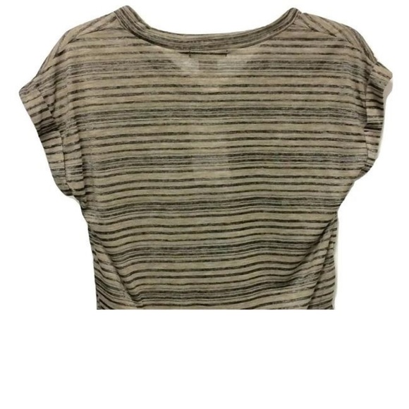 😀 3 for $20 NEW A'GACI Beige Silver Stripe Semi Sheer Top - Picture 3 of 3
